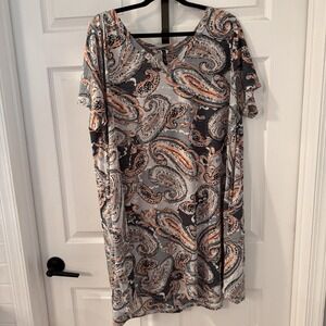 Glitzy Girlz Boutique Floral Tunic Swing Dress Women's Plus Size 3X Boho Cottage